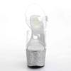 Pleaser - ADORE708HMG Sandale à bride à la cheville, Pole dance chaussures - Chaussures de pole dance - Couleur argent/Transparent Product image